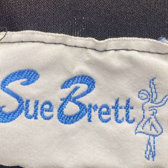 Vintage 70s Wide Leg Jumpsuit Strappy Blouson Bodice High Waist Black Womens M - Picture 7 of 7